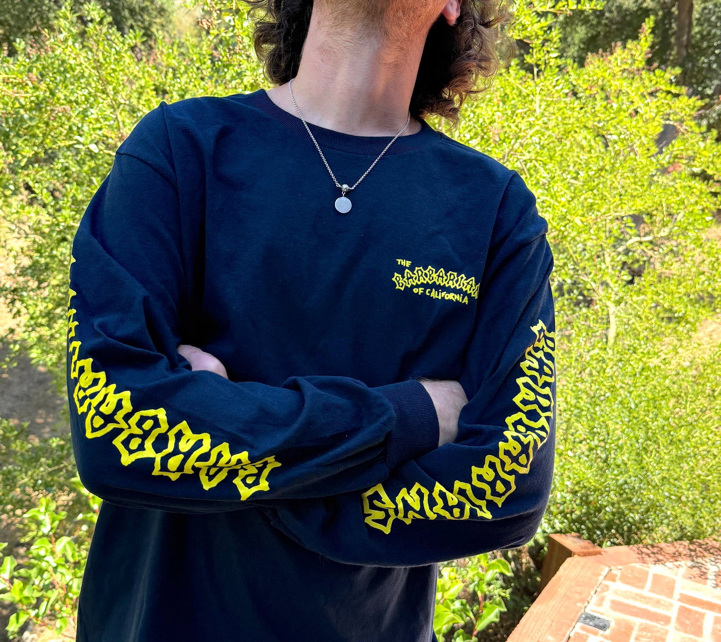 NAVY LONG SLEEVE: Logo (Front/Sleeves) - Live Image (Back)