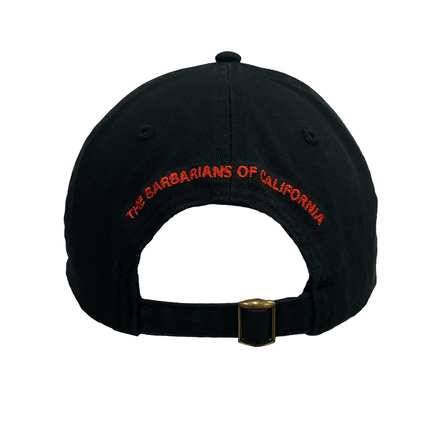 The Barbarians of California's "MEGATONS" design, embroidered on a black adjustable hat.