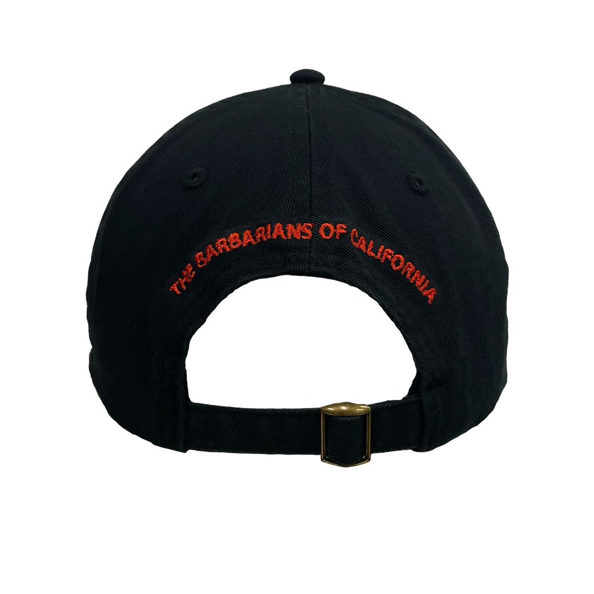 The Barbarians of California's "MEGATONS" design, embroidered on a black adjustable hat.