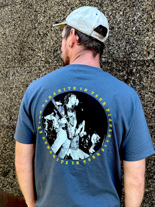 GREY T-SHIRT: Logo (Front) - Live Image (Back) - Short Sleeve
