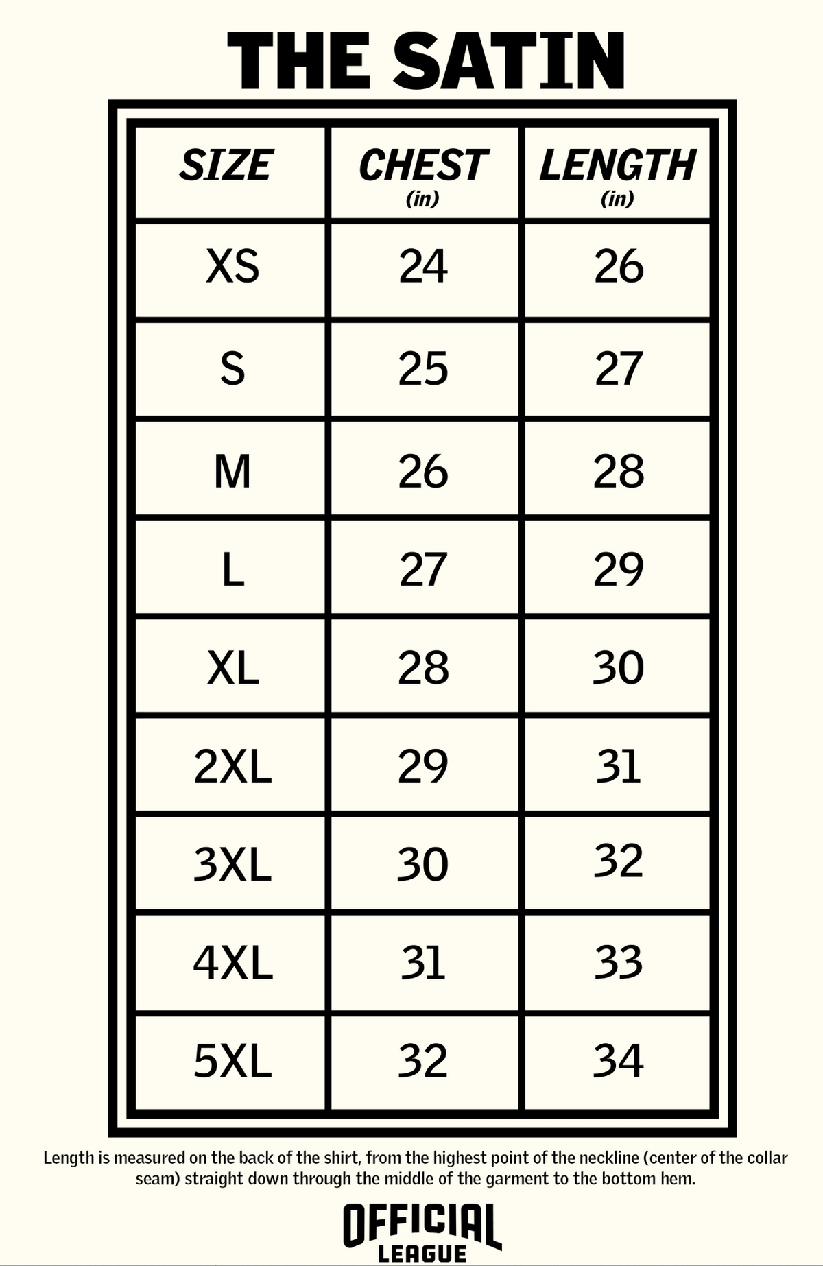 Size guide for Megatons Jacket
