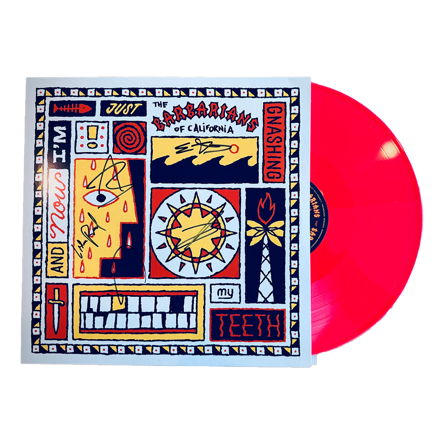 Limited edition HOT PINK vinyl of The Barbarians of California’s debut album, And Now I’m Just Gnashing My Teeth